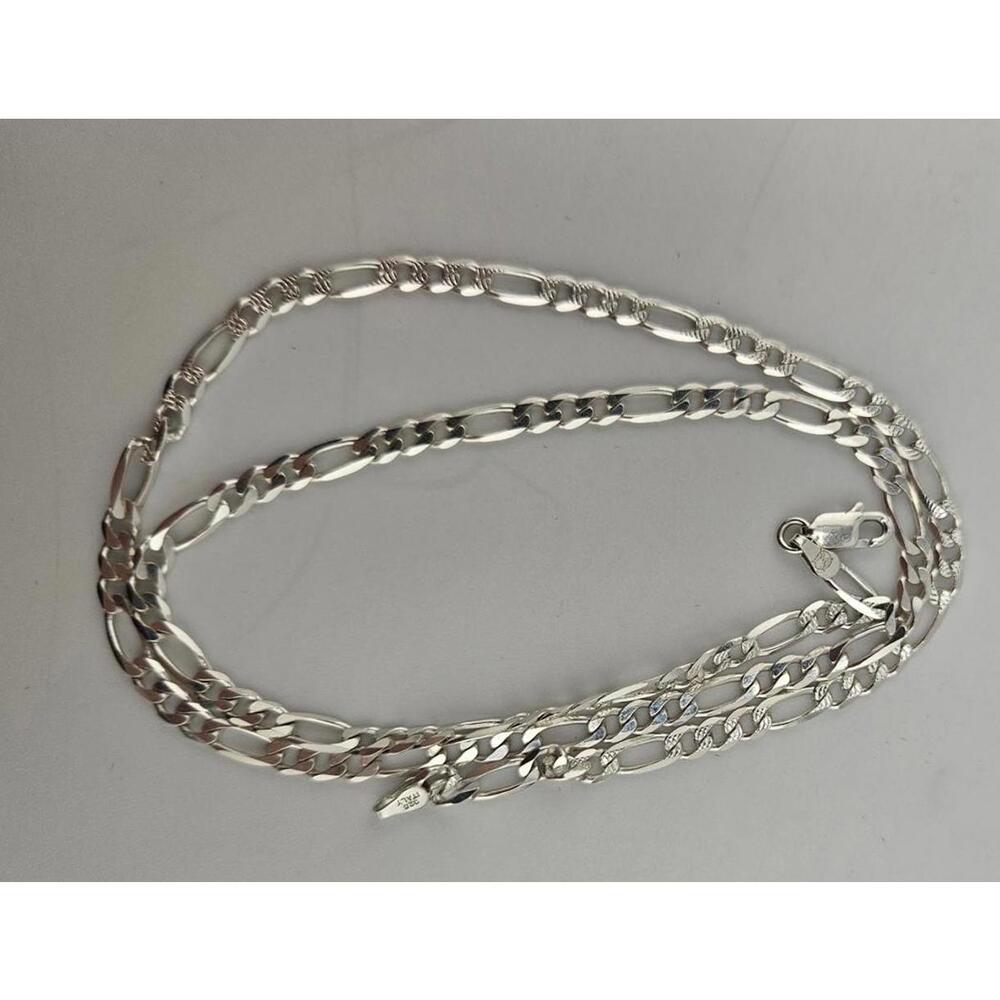 20in Sterling Silver 3.7mm Diamond Cut Figaro Necklace Chain - Picture 6 of 12